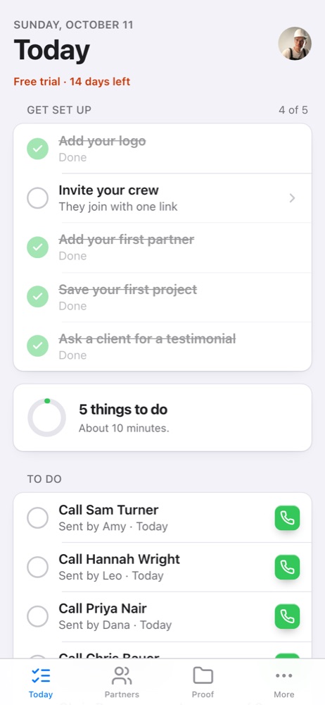 Today on a phone for Northline Builders