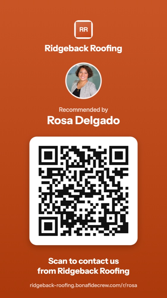Rosa Delgado's QR picture for Ridgeback Roofing, made by the app