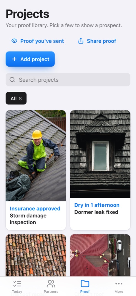 Ridgeback Roofing's projects in the app