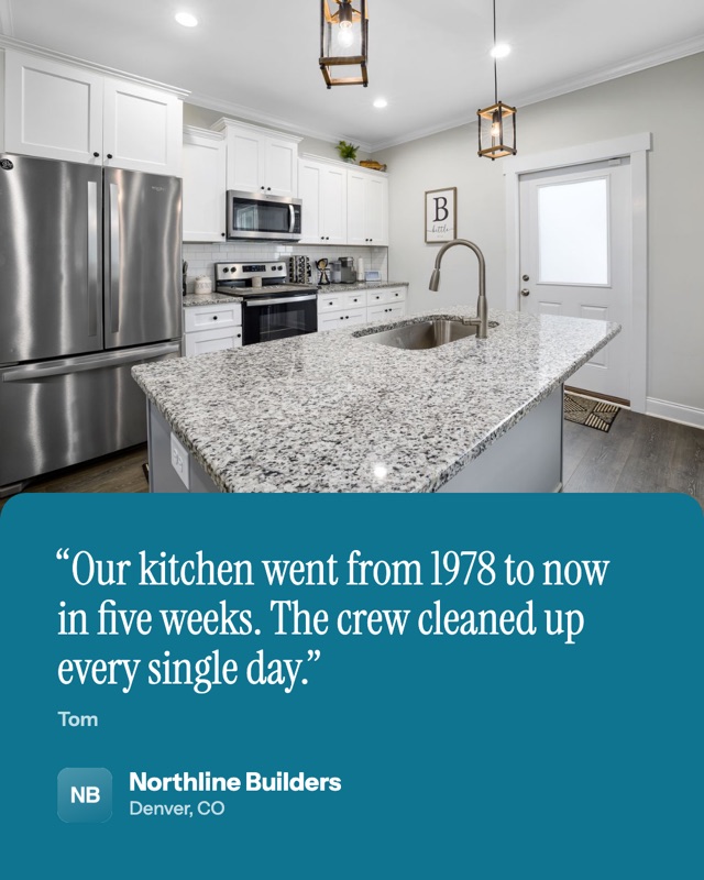 A remodeler's post: a new kitchen photo above the words