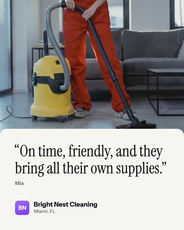 A cleaning company's post on a light background