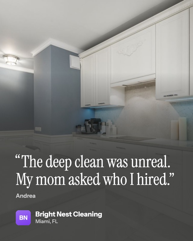 A cleaning company's post in a color taken from the photo