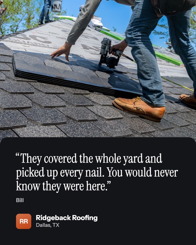 A roofer's post on a dark background